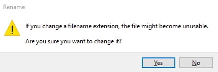 rename file extension to zip confirmation