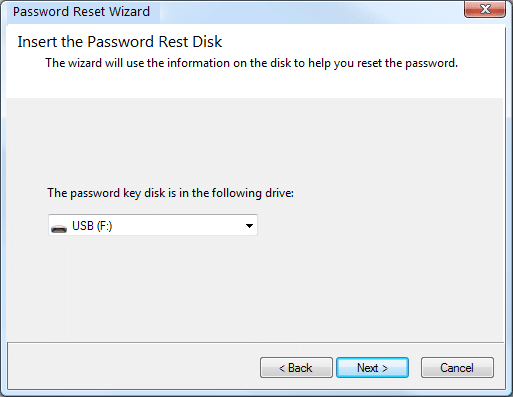 choose password reset disk