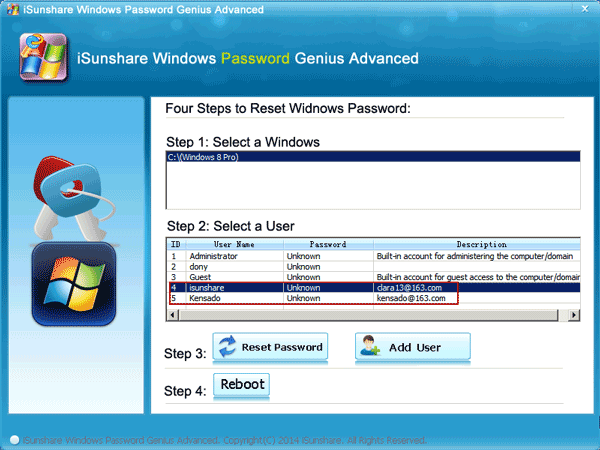 Reset Windows Password for the locked computer