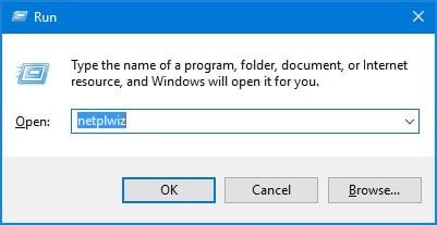 Run netplwiz Windows 10