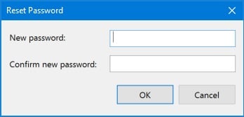 set new password and confirm Windows 10