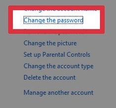change password for Windows 10