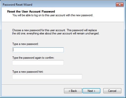enter new password for Toshiba laptop