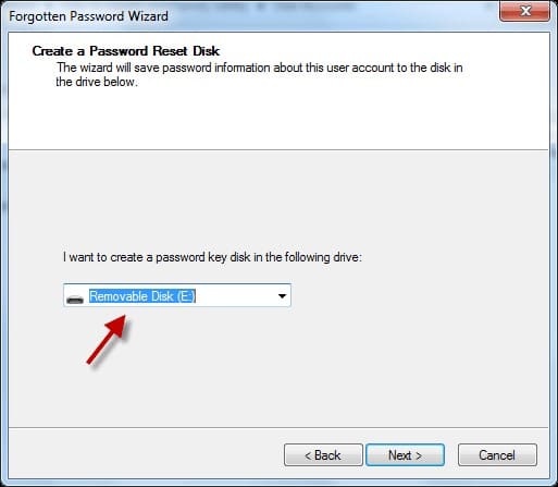 select drive in the wizard to access windows