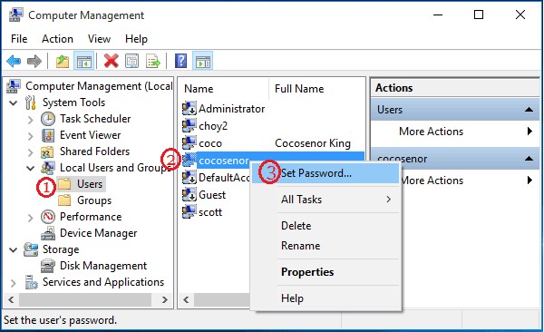 click the set password in Windows 7