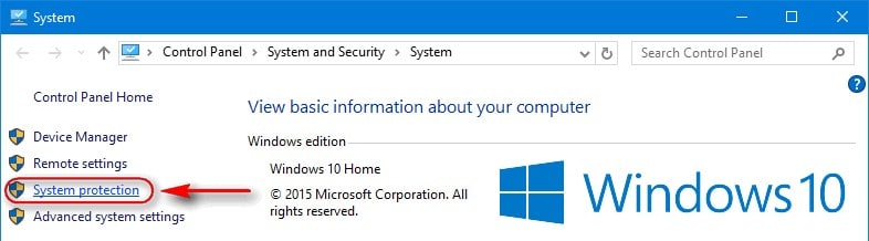 protection système dans Windows 10