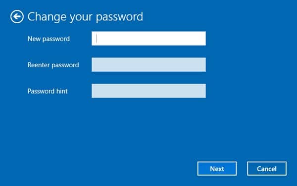 change password Windows 10