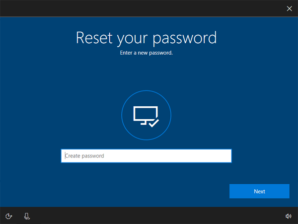 Windows 10 reset microsoft account password