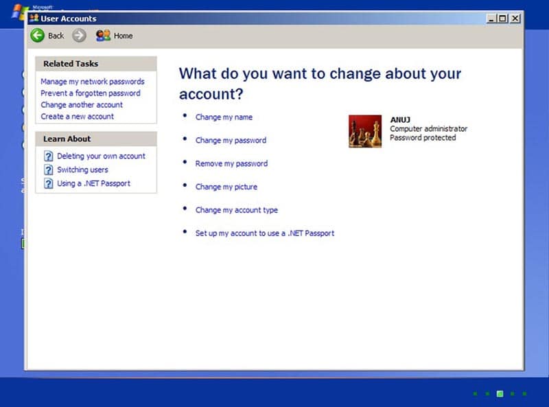 Change my password in Windows xp