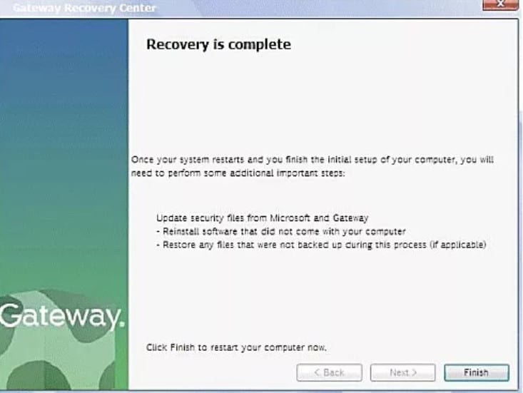 Restore Gateway Laptop to Factory Settings with System Recovery Tool