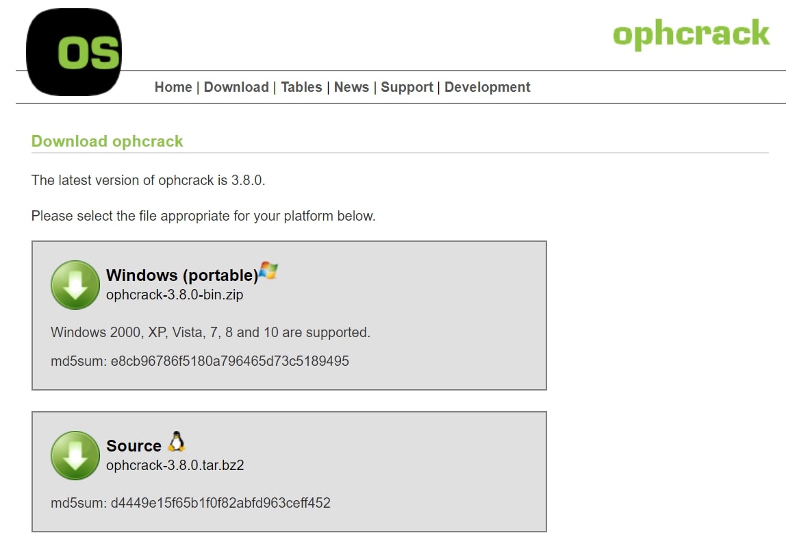 Ophcrack windows 7 download