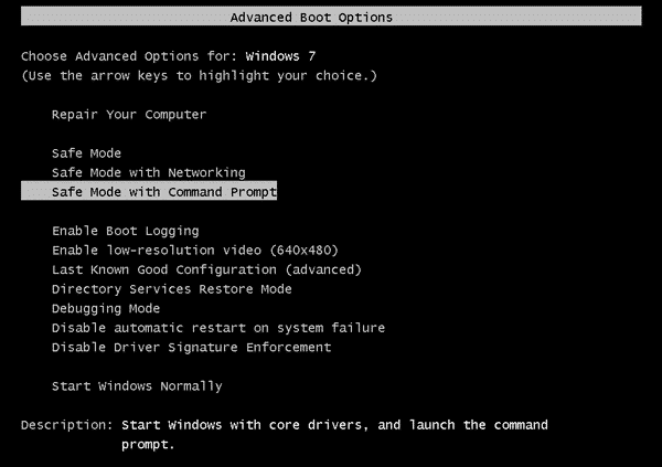 Run laptop in Safe Mode with Command Prompt