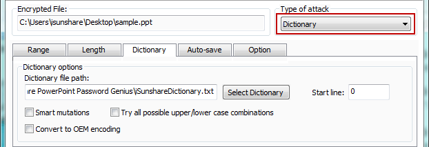 word password recovery dictionary type