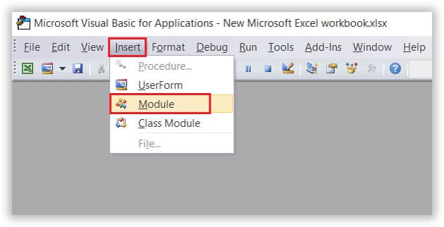 insert module in vba