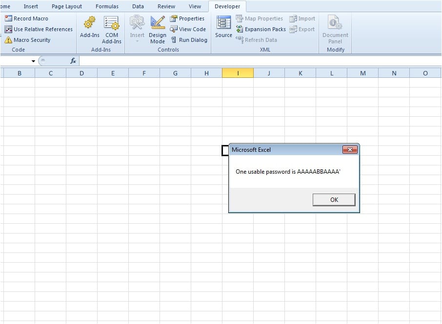 unprotect excel sheet