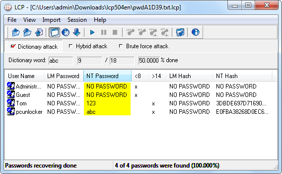 lcp password recovery