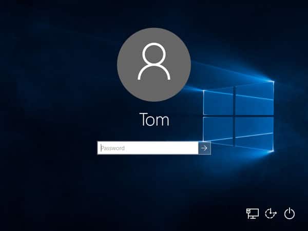 Windows 10 login screen