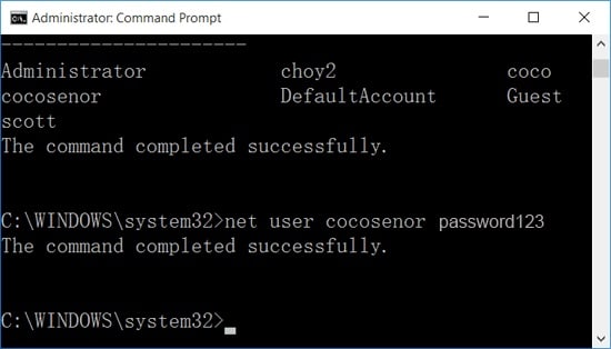 reset server 2003 password with command prompt