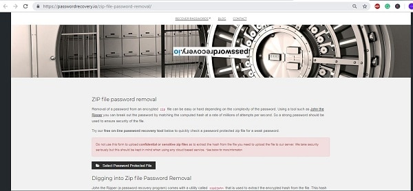 passwordrecoveryio zip password remover online