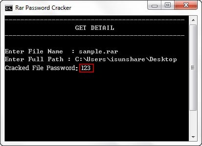 successful password recovery for rar file