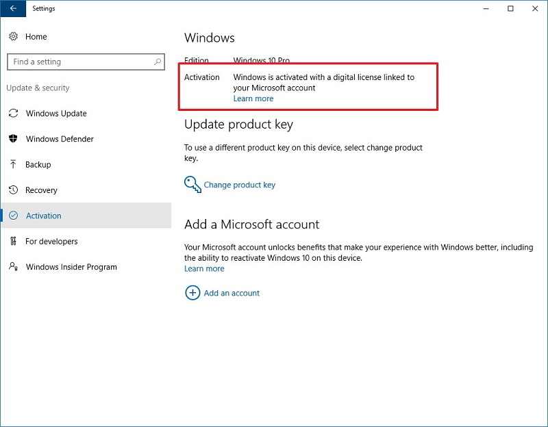 digital license is associated with your Microsoft account