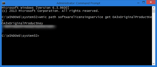 find windows 10/8 product key with command prompt