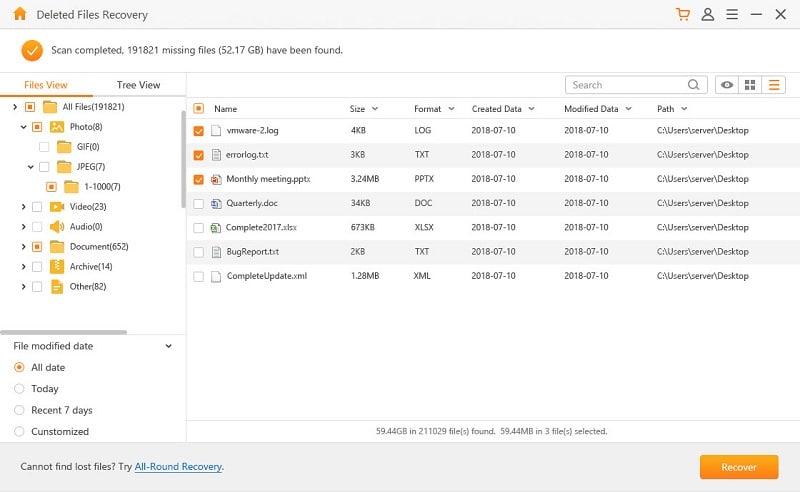 anyrecover document files view