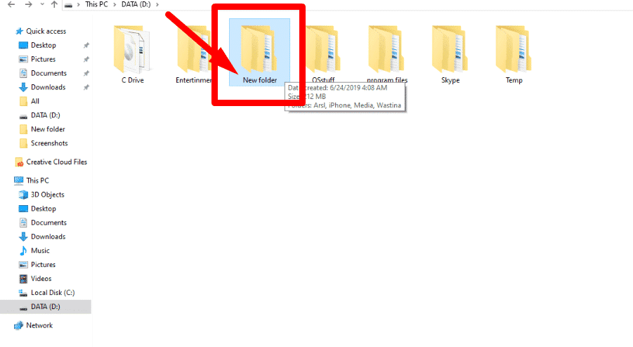 new folder in windows