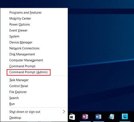 quick access menu in Windows 10