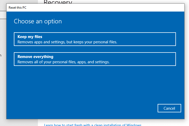 Keep my files in Windows 10