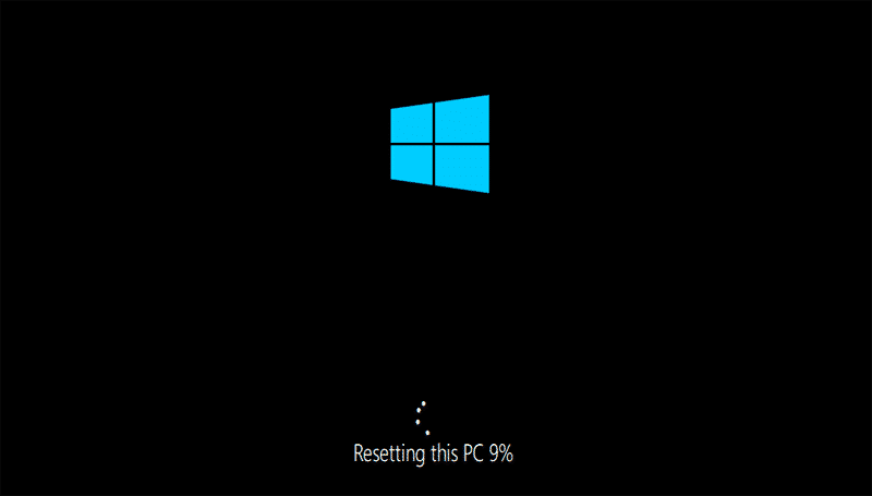 Resetting this pc in Windows 10
