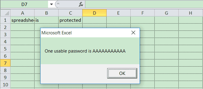 click ok to succefully remove password from excel 2007 via VBA code